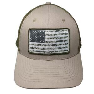Case IH Trucker Hat Beige American Flag Camo Snapback One Size Mesh Back Patch